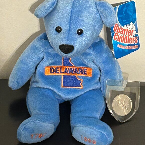 1999 Vintage Mary Meyer DELAWARE Bear Quarter Cuddler with State Quarter - Picture 2 of 5